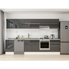 Alvinka 320X210 cm High Gloss Mutfak Dolabı M-E90S50S60-1 Antrasit - Suntalam