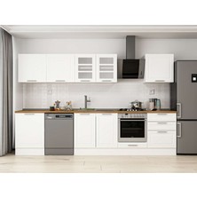 Alvinka 320X210 cm Klasik Mebran Mutfak Dolabı M-E80S60S60-3 Beyaz - Suntalam