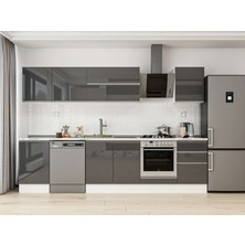 Alvinka 310X210 cm High Gloss Mutfak Dolabı M-E90S50S50-2 Antrasit - Mdf