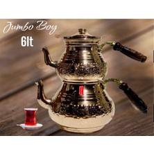 PremiumPort Jumbo Bakır Çaydanlık Takımı 4.5l 15-20 Kişilik, Şık ve Zarif Tasarım