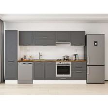 Alvinka 320X210 cm Klasik Mebran Mutfak Dolabı MB-E90B50S60-1 Antrasit - Suntalam
