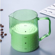 PremiumPort Ateşe Dayanıklı 500ML Cam Borosilikat Pitcher ve Süt Potu, Yeşil