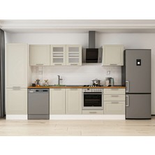 Alvinka 320X210 cm Klasik Mebran Mutfak Dolabı MB-E80B60S60-3 Kumtaşı - Mdf