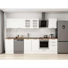 Alvinka 310X210 cm Klasik Mebran Mutfak Dolabı M-E90S50S50-3 Beyaz - Mdf