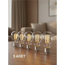 Orbus F60 4.8W Clear Ampul Sarı Işık E27 600LM 5li