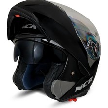 NCR Çene Açılır Kask Vizörlü Parlak Siyah L Beden Ece Belgeli