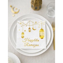 Parti Adresi Hoşgeldin Ramazan Altın Varaklı Peçete Beyaz 20'li