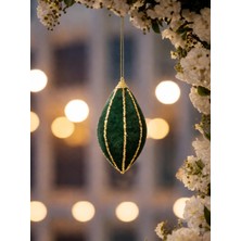 Parti Adresi Yeşil Kadife Asmalı Ramazan Dekoru – Altın Sim Detaylı 6 cm 3'lü