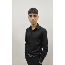 Senior Erkek Likralı Pamuk Saten Gömlek