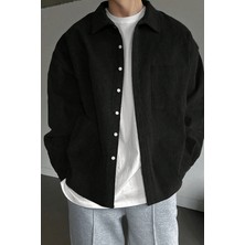 Genius Store Erkek Gömlek Fitilli Kadife Oversize Gömlek Yaka Cepli Uzun Kollu Ceket Gömlek