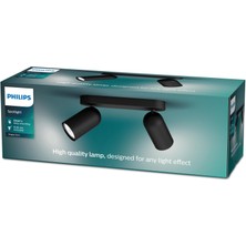 Philips Myliving Pongee Tavan/duvar 2'li Siyah Spot Lamba GU10 Duy (Ampul Birlikte Verilmez)