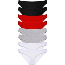 MTM My The Mall Giyim 8 Adet Süper Eko Set Likralı Kadın Slip Külot Siyah Kırmızı Gri Beyaz