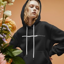 Whatever Baskılı Unisex Standart Fit Kapüşonlu Şardonlu Pamuklu Sweatshirt