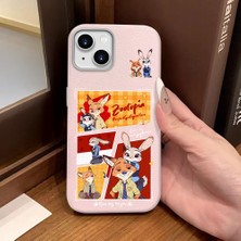 Ucuc iPhone 13/14 Uyumlu Pembe Deri Dokulu Silikon Kamerayı Korur Şok Emici Kılıf