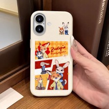 Ucuc iPhone 16 Uyumlu Beyaz Deri Dokulu Silikon Kamerayı Korur Şok Emici Kılıf