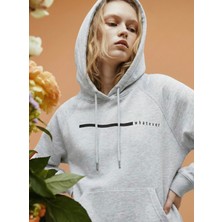 Whatever Baskılı Unisex Standart Fit Kapüşonlu Şardonlu Pamuklu Sweatshirt