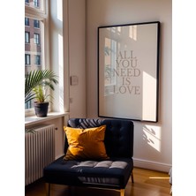 Fuart.Co All You Need Is Love Ekru Aşk Temalı Sevgililer Günü Posteri (Çerçevesiz) Love