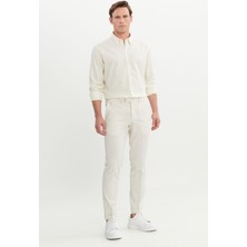 Altınyıldız Classics Erkek Bej Slim Fit Dar Kesim Beli Lastikli Yan Cep Klasik Pantolon