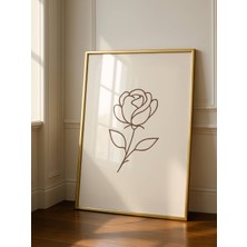 Fuart.Co Monokrom Gül Çizimi Aşk Temalı Sevgililer Günü Posteri (Çerçevesiz) Love