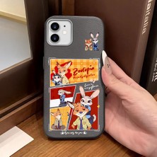 Ucuc iPhone 12/12 Pro Uyumlu Gri Deri Dokulu Silikon Kamerayı Korur Şok Emici Kılıf