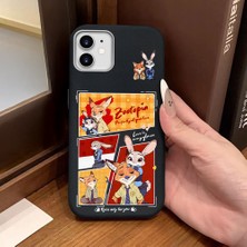 Ucuc iPhone 12/12 Pro Uyumlu Siyah Deri Dokulu Silikon Kamerayı Korur Şok Emici Kılıf