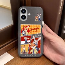 Ucuc iPhone 16 Uyumlu Gri Deri Dokulu Silikon Kamerayı Korur Şok Emici Kılıf