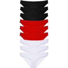 MTM My The Mall Giyim 9 Adet Süper Eko Set Likralı Kadın Slip Külot Siyah Kırmızı Beyaz