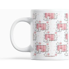 Nino Store I Love You Yazılı Kedi Desenli Porselen Kupa Bardak 300 ml – Sevimli Romantik Kahve Kupası