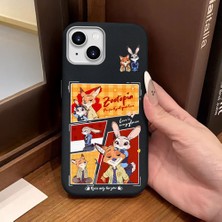 Ucuc iPhone 14/13 Uyumlu Siyah Deri Dokulu Silikon Kamerayı Korur Şok Emici Kılıf