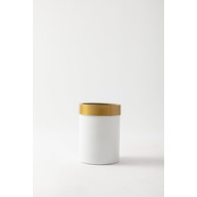 Güleç Yapay Çiçek Metal Saksı Beyaz (Gold Bilezikli) 25*30