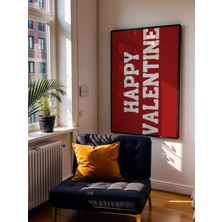 Fuart.Co Happy Valentine Bordo Aşk Temalı Sevgililer Günü Posteri (Çerçevesiz) Love