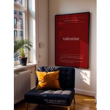 Fuart.Co Valentine Kelime Anlamı Bordo Aşk Temalı Sevgililer Günü Posteri (Çerçevesiz) Love