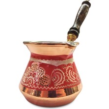 PremiumPort El Işlemeli Bakır Cezve, Erzincan, Kırmızı, 3 Kişilik