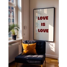 Fuart.Co Love Is Love Beyaz Arkaplan Aşk Temalı Sevgililer Günü Posteri (Çerçevesiz) Love
