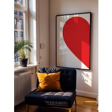 Fuart.Co Sol Yarım Kalp Kırmızı Aşk Temalı Sevgililer Günü Posteri (Çerçevesiz) Love