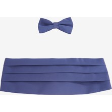 Altınyıldız Classics Erkek Lacivert Saten Papyon&Kuşak Set Düz Desenli Polyester Malzeme ile Şık
