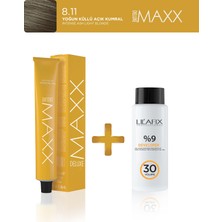 Maxx Deluxe Tüp Boya 60 ml - 30 V Oksidan 60 ml 8.11 Yoğun Küllü Açık Kumral