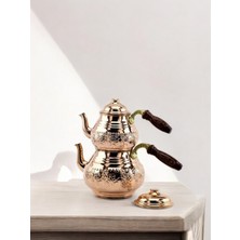 PremiumPort Bakır Çaydanlık, Küçük Boy, 2-4 Kişilik, Zarif ve Şık Tasarım