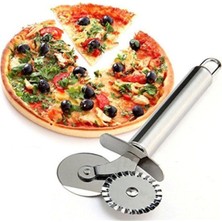 PremiumPort Çift Başlıklı Metal Pizza ve Hamur Kesici, Kesme ve Şekillendirme Aracı