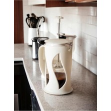 PremiumPort Beyaz 500 ml French Press, Plastik Malzeme, Pratik ve Şık Tasarım