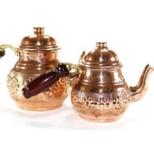 PremiumPort El Yapımı Bakır Çaydanlık, Ahşap Sap, Kalaylı, Şık ve Dayanıklı Tasarım