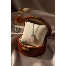 Dünya Doğal Taş Pembe Kuvars Taşı Kolye