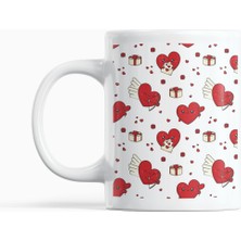 Nino Store Kanatlı Kalp Desenli Porselen Kupa Bardak 300 ml – Sevimli Romantik Kahve Çay Kupası