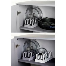 PremiumPort 6 Bölmeli Tencere Kapak Organizeri, Düzenli ve Şık Mutfak Saklama Çözümü