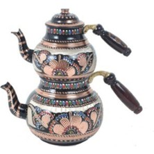 PremiumPort El Işlemeli Bakır Çaydanlık Takımı, Şık ve Zarif Tasarım