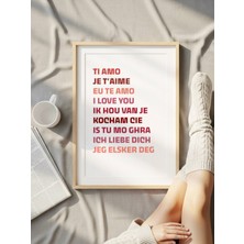 Fuart.Co Renkli Aşkın Dilleri Aşk Temalı Sevgililer Günü Posteri (Çerçevesiz) Love