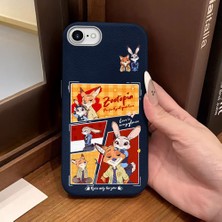 Ucuc iPhone 7/8/se 2020 2022 Uyumlu Mavi Deri Dokulu Silikon Kamerayı Korur Şok Emici Kılıf