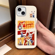 Ucuc iPhone 13/14 Uyumlu Beyaz Deri Dokulu Silikon Kamerayı Korur Şok Emici Kılıf