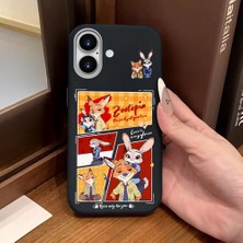 Ucuc iPhone 16 Uyumlu Siyah Deri Dokulu Silikon Kamerayı Korur Şok Emici Kılıf