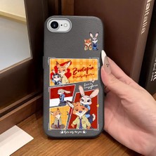 Ucuc iPhone 7/8/se 2020 2022 Uyumlu Gri Deri Dokulu Silikon Kamerayı Korur Şok Emici Kılıf